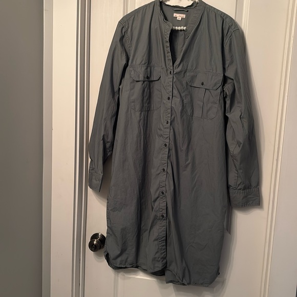 Gap Green Button Front Utility Long Sleeve Dress XL - Picture 1 of 7